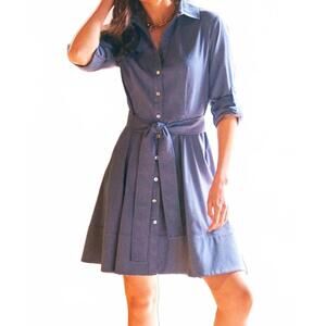NEW FINLEY short laine mini dress in dark denim